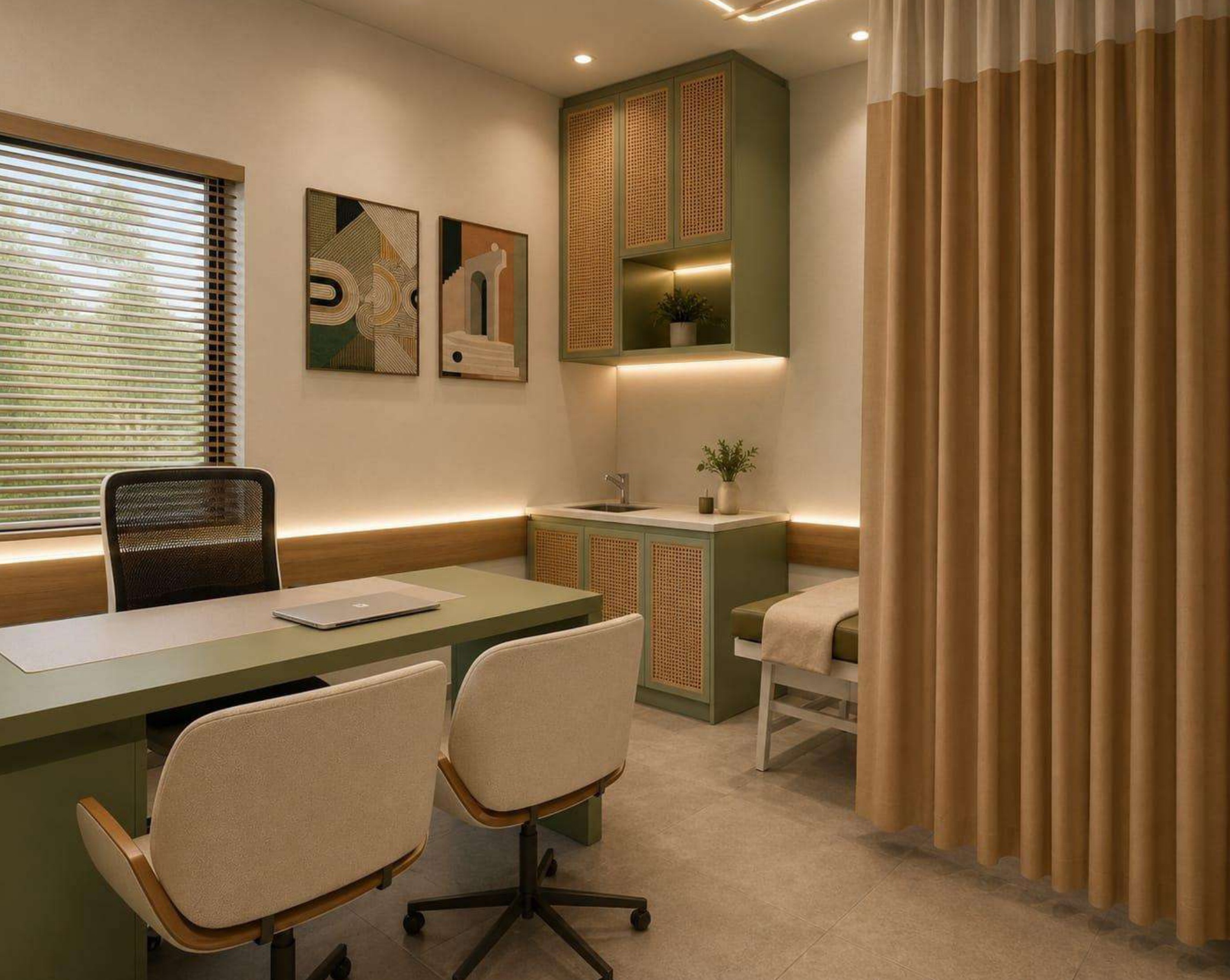A consultation room at Thrive Pain and Wellness Clinic